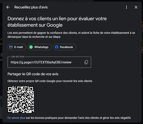 Google Profile Business - Récolte des avis